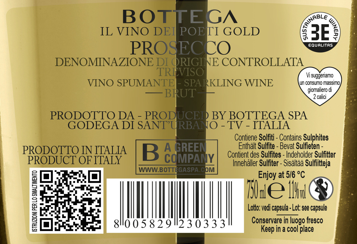 Prosecco, un produttore suggerisce etichetta con dicitura ‘un consumo di non più di 2 bicchieri al giorno’