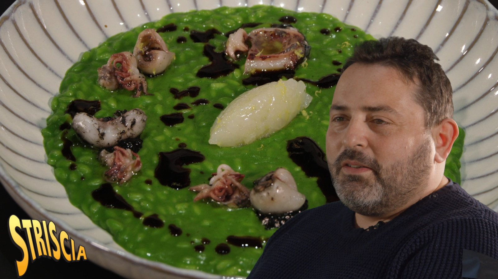 Striscia la notizia: a “Capolavori italiani in cucina” Il “Risotto Carnaroli con bietole, seppie e salsa in zimino” di Giuseppe mancino